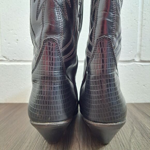Maraschino Cowboy Boots Women's Black Leather Western Boots Size 9 - Picture 6 of 10